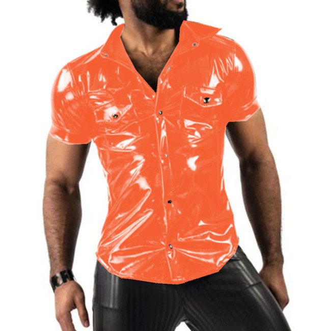 Fashion Trend Men Shirts Fashion Short Sleeve Turn-down Shirt Blouse Tops With Pocket Party Clubwear Overshirt Sports Shirts 7XL