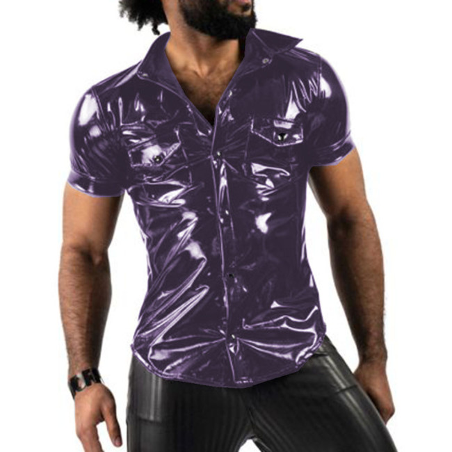Fashion Trend Men Shirts Fashion Short Sleeve Turn-down Shirt Blouse Tops With Pocket Party Clubwear Overshirt Sports Shirts 7XL