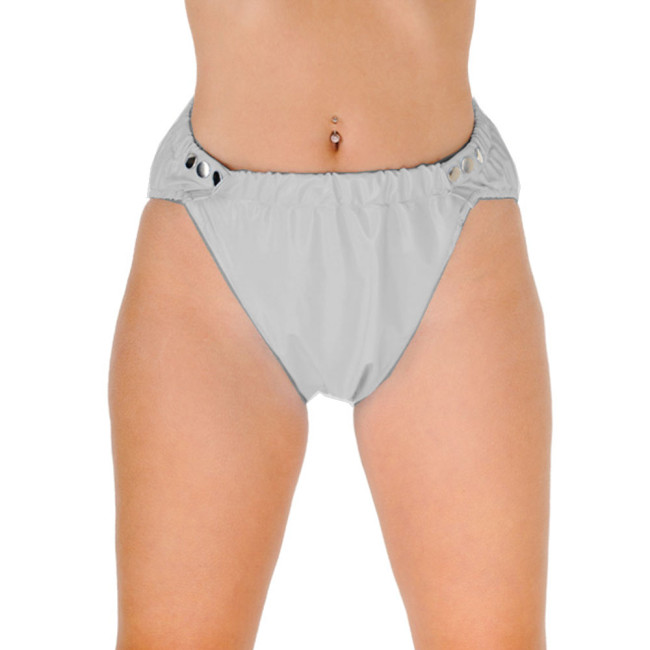 Unisex Briefs Shorts PVC Broadside Buttons Elastic Waist Panties Underwear Underpants Sexy Lingerie Adult Diaper Pants Fetish