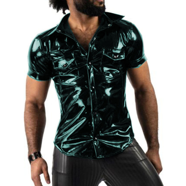 Fashion Trend Men Shirts Fashion Short Sleeve Turn-down Shirt Blouse Tops With Pocket Party Clubwear Overshirt Sports Shirts 7XL