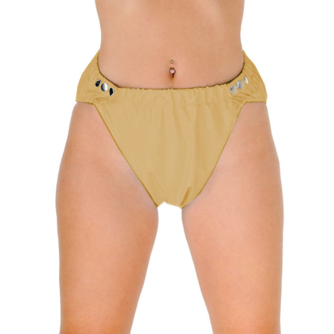 Unisex Briefs Shorts PVC Broadside Buttons Elastic Waist Panties Underwear Underpants Sexy Lingerie Adult Diaper Pants Fetish