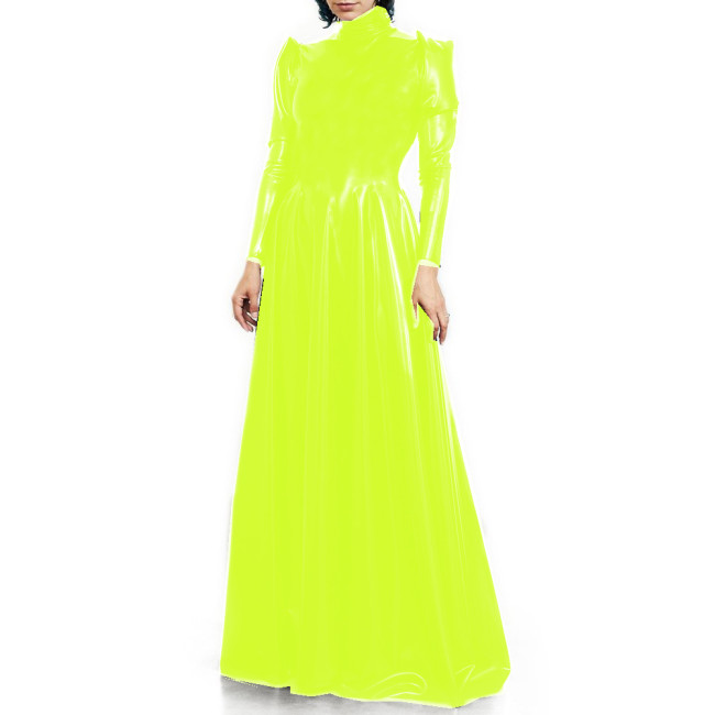 Wetlook PVC Sexy Bodycon Floor-length A Line Dress Fit and Flare Long Dress Cocktail Evening Prom Gown Dress Party Club S-7XL