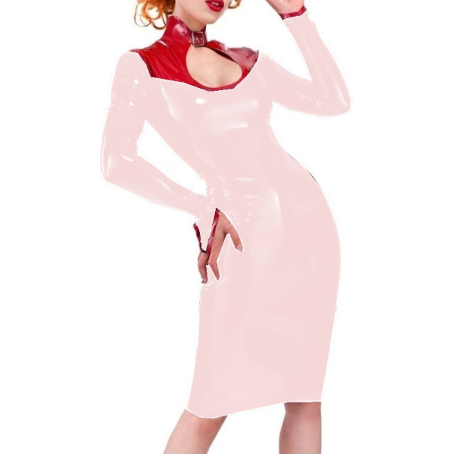 Sexy Women Buckle Neck Hollow Chest Pencil Mini Dress Slim Fit Sheath Short Dress Party Clubwear Elegant Vestido Bodycon Dress