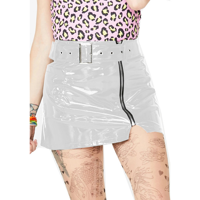 Hot Girl Sexy Women High Waist Pencil Mini Skirt With Belt Skinny Side Zip-up Mini Skirt Hip Hop Jazz Dance Party Clubwear S-7XL