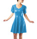 Vestidos Sexy Club Women Short Sleeve Slim Glossy PVC Leather Mini Dress Puff Sleeve Sheath Fit and Flare Dress Robe Streetwear