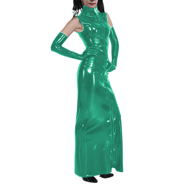 Women Sexy Turtleneck Sleeveless Sheath Maxi Dress with Gloves Bodycon Long Dress Party Clubwear Vestidos Vintage Dress S-7XL