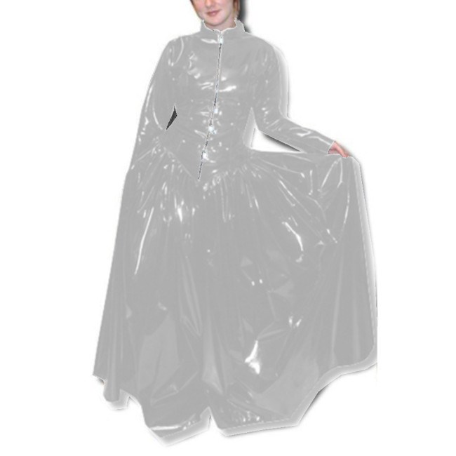 Femme Lockable Glossy PVC Long Sleeve Fit and Flare Dress Skinny Faux Latex Bodycon Maxi Dress Robe Clubwear High Street S-7XL