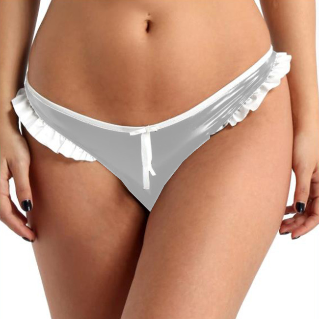 Fashion Low Waist Patent Leather PVC Sexy Pole Dance Shorts Clubwear Ruffle Lace Lolita Shorts Pants Sexy Bikini Mini Briefs 7XL