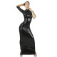 Elegant Female Dress Women PVC Sexy Half Sleeve Sheath Maxi Dress Faux Latex One Piece Long Dress Wedding Evening Gown Vestidos