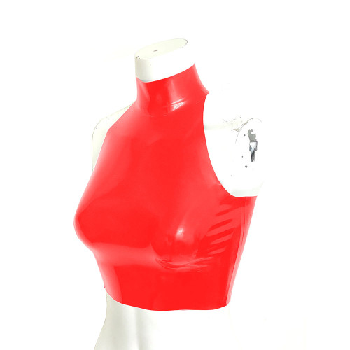 Wet Look PVC Halter Neck Crop Top Sexy Backless Vest Glossy Faux Leather Pole Dance Outfit Clubwear Womens Sleeveless Camisole