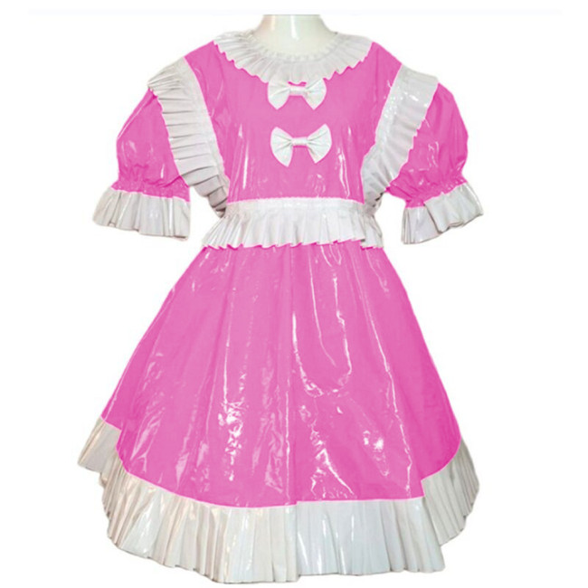Shiny PVC Sweet Lolita Dress Outfits Sissy Puff Short Sleeve Ruffles A-line Dress Princess Anime Cosplay Halloween Costumes 7XL