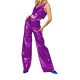 Sexy Club Wet Look PVC Pants Sets Buttons Tank Top and High Waist Flare Longs Pants Outfits Party Costumes Two Piece Sets Womens