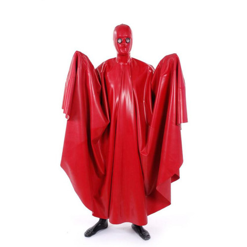 Sexy Wet Look Swing Long Cape Sissy Glossy PVC Leather Masked Full Body Cloak Fetish Faux Latex Halloween Party Cosplay Costume