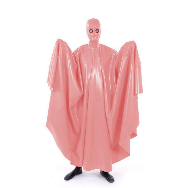 Sexy Wet Look Swing Long Cape Sissy Glossy PVC Leather Masked Full Body Cloak Fetish Faux Latex Halloween Party Cosplay Costume