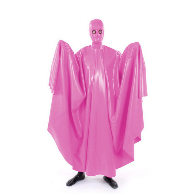 Sexy Wet Look Swing Long Cape Sissy Glossy PVC Leather Masked Full Body Cloak Fetish Faux Latex Halloween Party Cosplay Costume