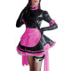 Sissy Lolita PVC Shiny Short Sleeve Mini A-line Maid Dress Wet Look Ruffles Big Bow Cosplay Maid Uniforms Unisex Maid Outfits