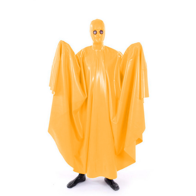Sexy Wet Look Swing Long Cape Sissy Glossy PVC Leather Masked Full Body Cloak Fetish Faux Latex Halloween Party Cosplay Costume