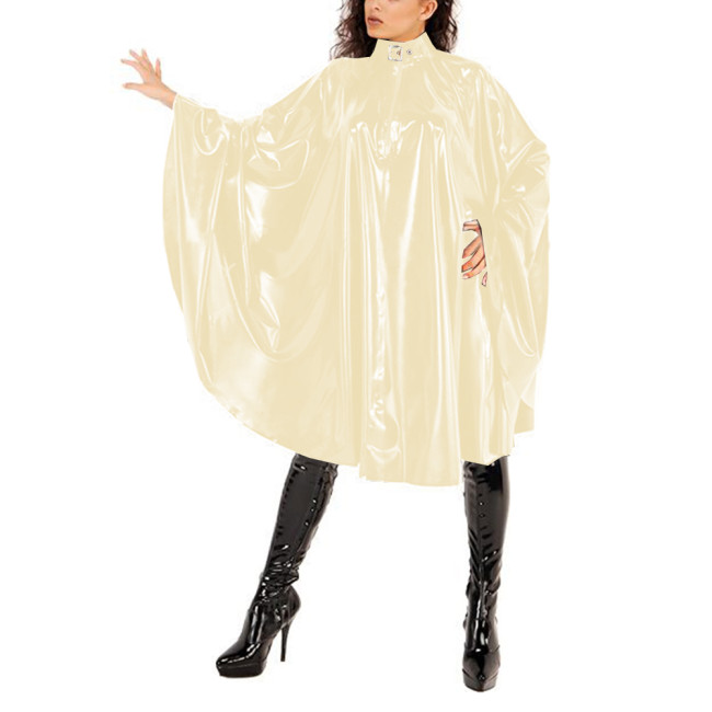 Sissy Faux PVC Leather Buckle Collar Capes Plus Size Batwing Sleeves Poncho Cloak Female Male Loose Shawl Coat Nightclub Outfits