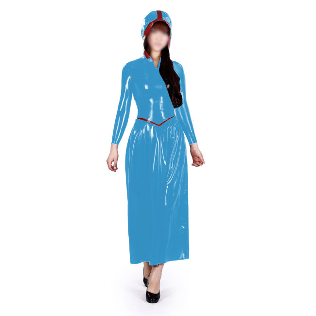 Sexy Women Patchwork Long Sleeve Slim Fit Madi Dress Vestidos V-neck Long Flare Dress Vintage Party Clubwear High Street S-7XL