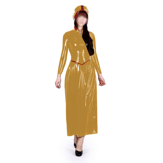 Sexy Women Patchwork Long Sleeve Slim Fit Madi Dress Vestidos V-neck Long Flare Dress Vintage Party Clubwear High Street S-7XL