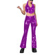 Club Shiny PVC Leather Two Piece Set Sexy Halter Backless Crop Tops High Waist Slim Flared Pants Raves Party Cosplay Costume