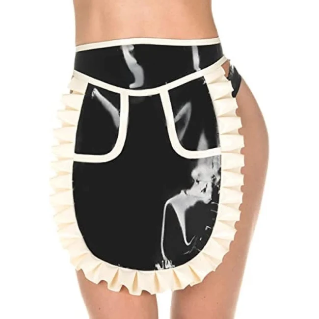 Wetlook PVC Sissy Women Sexy Apron Skirt Sex Sweet Ruffles Skinny Lingerie Exotic Skirt Women Clothing Kawaii Korean Style S-7XL