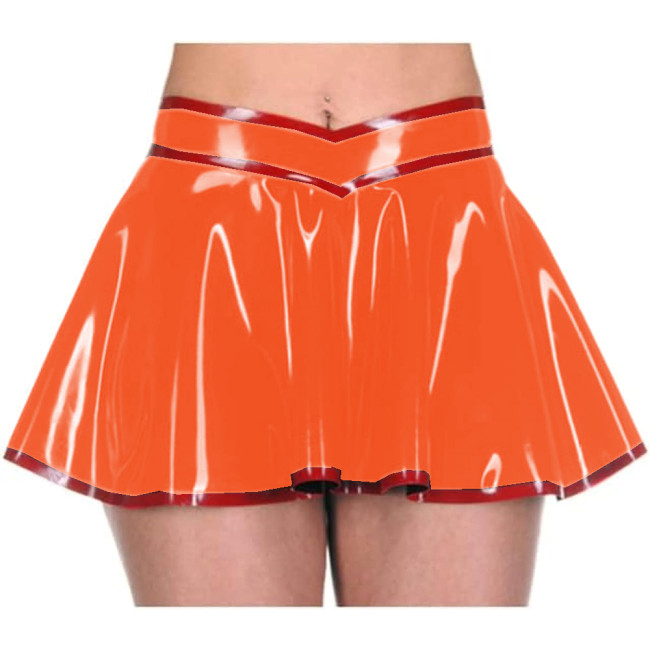 Wetlook PVC High Waist A-line Mini Skirt Kawaii Vintage Sexy Club Patchwork Faux Latex Slim Short Skirt Korean Fashion Clothing
