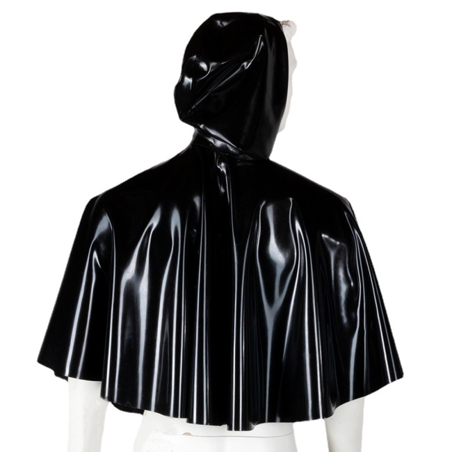 Halloween Cosplay Shiny PVC Leather Short Hooded Capes Wet Look Solid Color Cloak Wizard Witch Costumes Party Cowl Short Outwear