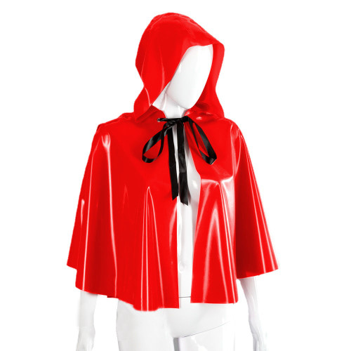 Halloween Cosplay Shiny PVC Leather Short Hooded Capes Wet Look Solid Color Cloak Wizard Witch Costumes Party Cowl Short Outwear