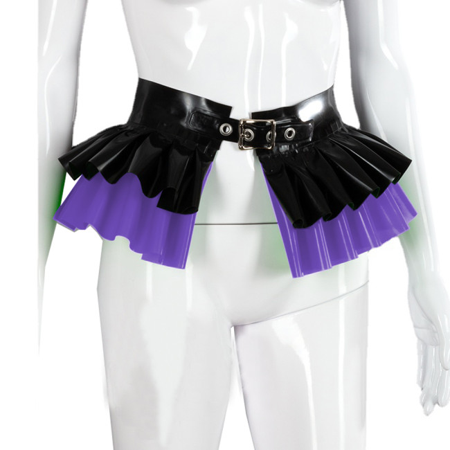 Glossy PVC Leather Party Peplum Belt with Buckle  Mens Womens Layers Ruffles Mini Belt Skirt Nightclub Pole Dancing Clothing