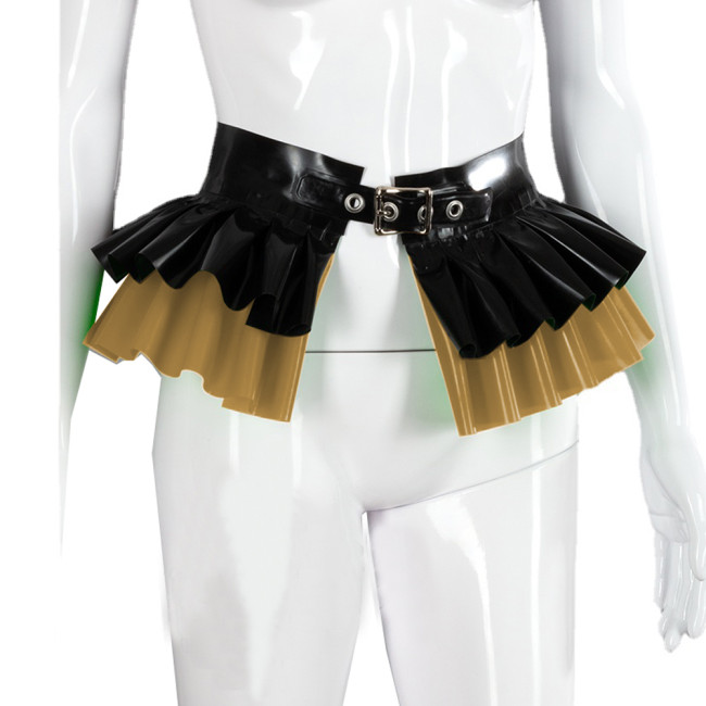 Glossy PVC Leather Party Peplum Belt with Buckle  Mens Womens Layers Ruffles Mini Belt Skirt Nightclub Pole Dancing Clothing