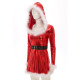 Shiny Metallic Faux Leather Sexy Women Full Sleeve Skater Mini Dress With Hat White Fluffs Club Christmas XMAS Costumes Winter