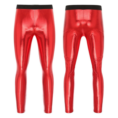 Shiny Metallic Sexy Elastic Waist Pencil Pants Coated Spandex Skinny Long Pants Trousers Sexy Lady Nightclub Costumes Outfits