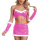 Sexy Female Christmas Cosplay Costume Plush Strap Tops High Waist Bodycon Skirt Gloves Santa Claus Dress Sets Erotic Lingerie