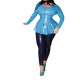 Women Wetlook PVC Long Sexy Long Sleeve Front Zip Jacket Tops Round Neck Ruffles Hem Coats Party Night Sexy Club High Street 7XL