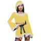 Christmas Velvet Party Dress Sets Female Santa Uniform Long Flared Sleeve Crop Top High Waist A-line Skirt Hat Cosplay Outfits