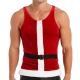 Shiny Men's Tops Patchwork White Velvet Tank Tops Santa Claus Costume XMAS Party Club Sexy T-Shirts Christmas Men Clothing S-7XL