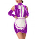 Sissy Bodycon Ruffles Shiny PVC Leather Maid Uniforms Exotic Vinyl Sleeveless Apron Maid Dress Party Cosplay Fancy Maid Costume