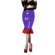 Female Sexy High Waist Vinyl Slim PVC Shiny Mermaid Skirts Lady Knee Length Ruffles Party Skirts Sissy Patchwork Flared Skirts