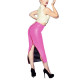 Summer Sexy Shiny Metallic Skirt PU Leather Elegant Lady Office Slim Midi Skirt Women High Waist Full Zip Bodycon Skirt