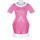 Lockable Fancy Dress Exotic Plastic Clear Plastic PVC Patchwork Sheath Dress Round Neck Ruffles Hem Hobble Mini Dress Costumes