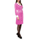 Office Ladies Single-breasted Satin Slim Dress Women Elegant Turn-down Collar Knee Length Shirt Dress Long Sleeve Female Dresses