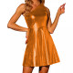 A-line Dress Costume High Streetwear Party Vestido Club Vinyl Oblique Shoulder Shiny Metallic Women Sexy Sleeveless Mini Dress