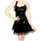 Sexy Camisole Vinyl Glossy PVC Leather Wetlook Tank A-line Dress Strapless Flared Mini Dress Outfits Party Clubwear Vestidos