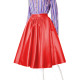 Womens Streetwear High Waist Satin A-Line Skirts Elegant Solid Color Knee-Length Skirt Office Lady Midi OL Pleated Midi Skirts