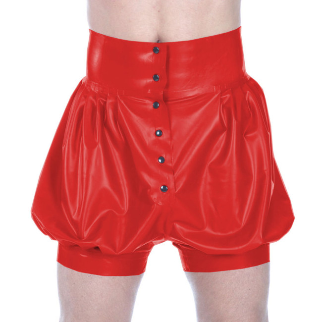 Sissy Solid Color Vinyl PVC Leather Lolita Short Bloomers Women Mens Vintage Cosplay Pumpkin Shorts Sexy Button-up Hot Pants 7XL