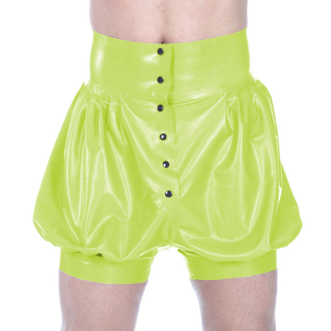 Sissy Solid Color Vinyl PVC Leather Lolita Short Bloomers Women Mens Vintage Cosplay Pumpkin Shorts Sexy Button-up Hot Pants 7XL