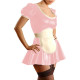 Maid Uniform Suits Wetlook PVC Leather Sexy Scoop Neck Short Sleeve A-line Mini Dress with Apron Party Club High Street Outfits