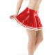 Gothic Wetlook PVC Leather Mid Waist Mini Skirt Sexy Fuax Latex Patchwork A-line Skirt With Bow Night Club Party Korean Style
