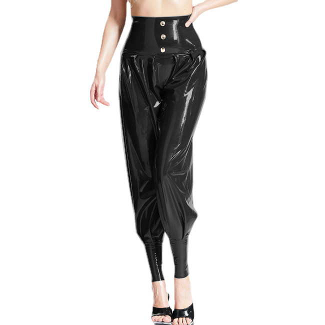 Wet Look PVC Leather Womens High Waist Harn Trousers Fashion Office Lady Pants Trousers Party Clubwear Street Korean Style S-7XL
